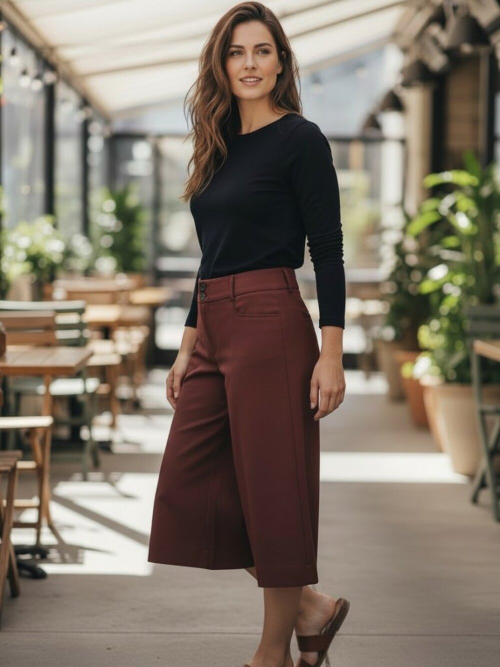 Courtenay Rust Culottes Gaucho Wide Leg Capri Pants Size 8P NWT